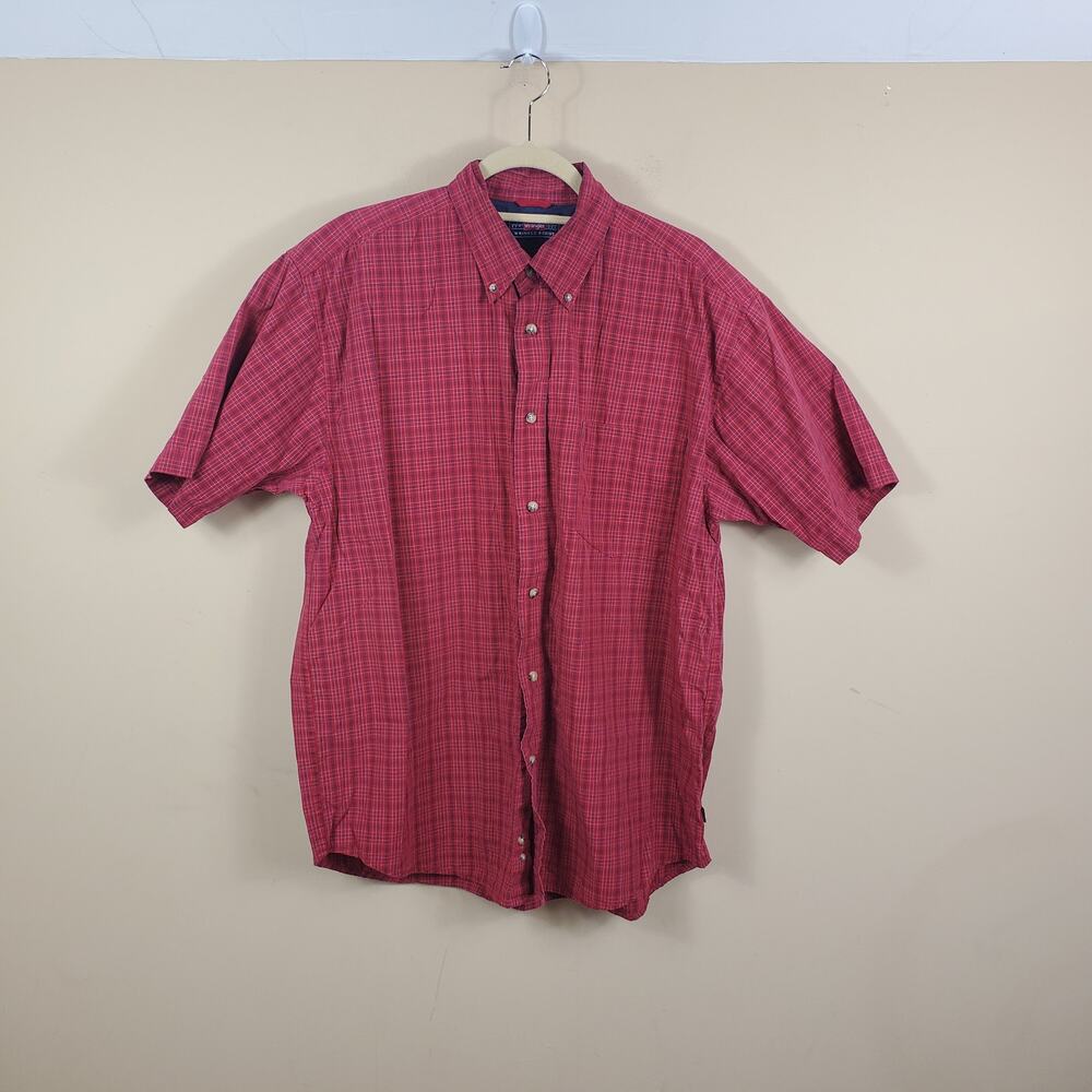 Wrangler Grid Print Wrinkle Free Button Up Size L - image 1